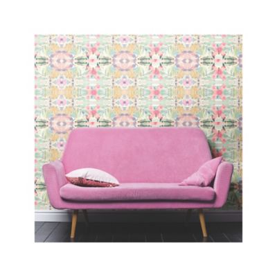 Image showing  Pink Synchronized Floral Peel & Stick Wallpaper