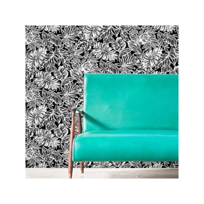 Image showing  Batik Tropical Leaf Peel & Stick Wallpaper, Black