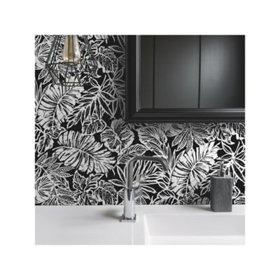 Image showing  Batik Tropical Leaf Peel & Stick Wallpaper, Black