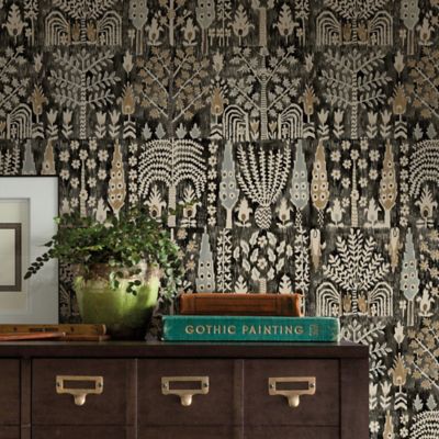 Image showing  Black Persian Ikat Peel & Stick Wallpaper