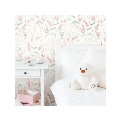 Image showing  Floral Sprig Peel & Stick Wallpaper, Pink