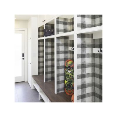 Image showing  Black Buffalo Plaid Peel & Stick Wallpaper