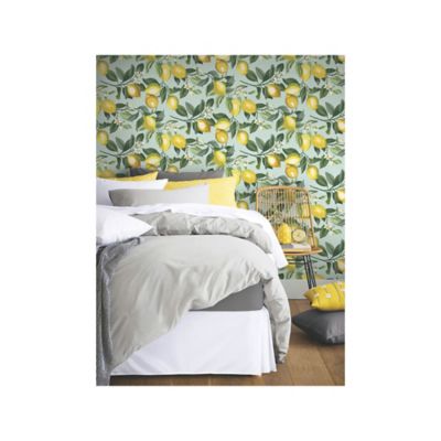 Image showing  Lemon Zest Peel & Stick Wallpaper, Yellow and Teal