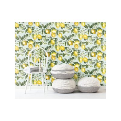 Image showing  Lemon Zest Peel & Stick Wallpaper, Yellow and Teal