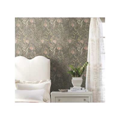Image showing  Dandelion Peel & Stick Wallpaper, Taupe and Pink
