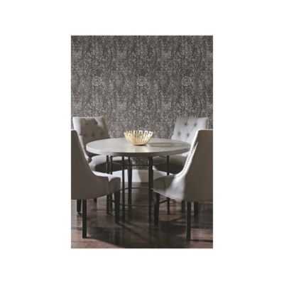 Image showing  Ornate Ogee Peel & Stick Wallpaper, Black and Taupe