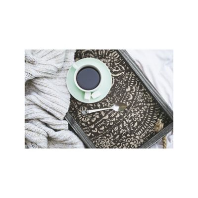 Image showing  Ornate Ogee Peel & Stick Wallpaper, Black and Taupe