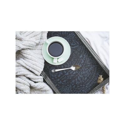 Image showing  Ornate Ogee Peel & Stick Wallpaper, Blue and Black