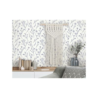 Image showing 1 th RoomMates Twigs Peel & Stick Wallpaper, Navy and White
