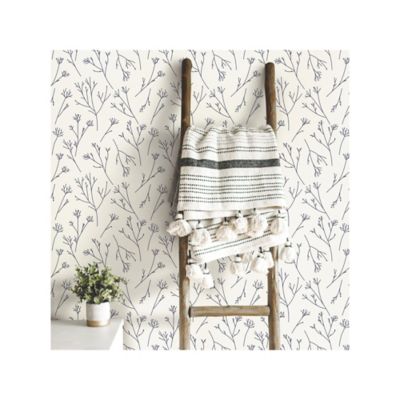 Image showing 2 th RoomMates Twigs Peel & Stick Wallpaper, Navy and White