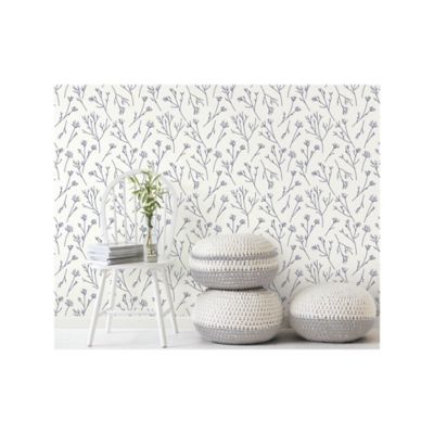 Image showing 3 th RoomMates Twigs Peel & Stick Wallpaper, Navy and White