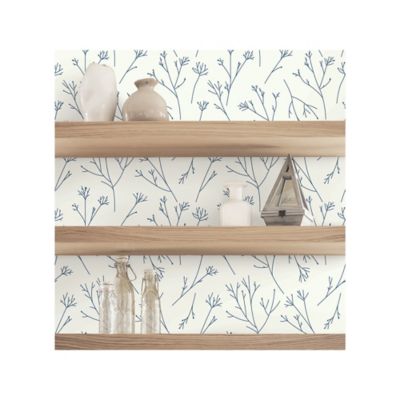 Image showing 4 th RoomMates Twigs Peel & Stick Wallpaper, Navy and White