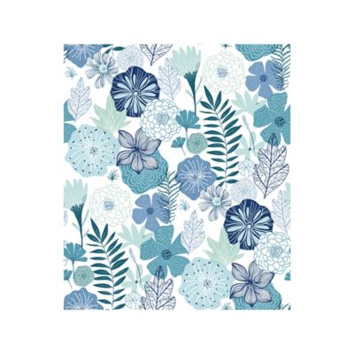 RoomMates Perennial Blooms Peel & Stick Wallpaper, Blue