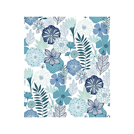 RoomMates Perennial Blooms Peel & Stick Wallpaper, Blue
