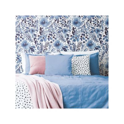 Image showing  Clara Jean April Showers Peel & Stick Wallpaper, Blue and White