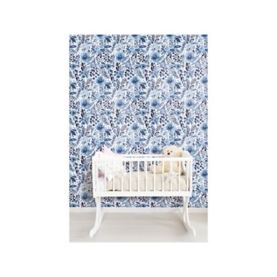 Image showing  Clara Jean April Showers Peel & Stick Wallpaper, Blue and White