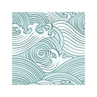 RoomMates Teal & White Asian Waves Peel & Stick Wallpaper