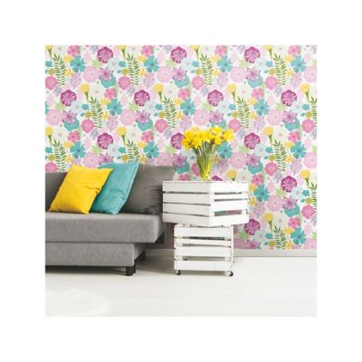 Image showing  Perennial Blooms Peel & Stick Wallpaper, Purple