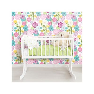 Image showing  Perennial Blooms Peel & Stick Wallpaper, Purple