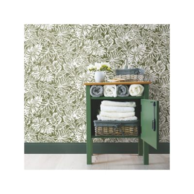 Image showing 1 th RoomMates Batik Tropical Leaf Peel & Stick Wallpaper, Green