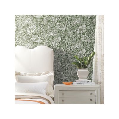 Image showing 2 th RoomMates Batik Tropical Leaf Peel & Stick Wallpaper, Green