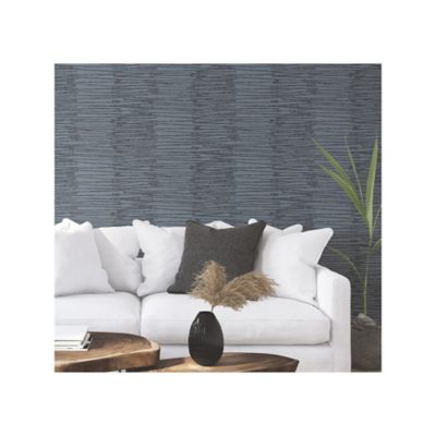 Image showing 1 th RoomMates Burundi Thatch Peel & Stick Wallpaper, Blue and Navy