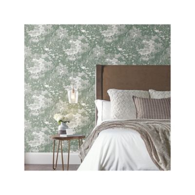 Image showing  Green & Grey Jungle Toile Peel & Stick Wallpaper