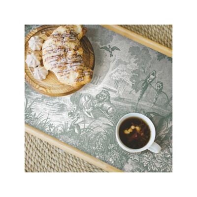 Image showing  Green & Grey Jungle Toile Peel & Stick Wallpaper