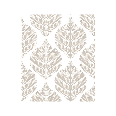 RoomMates Hygge Fern Damask Peel & Stick Wallpaper, Taupe and White