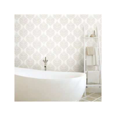 Image showing  Hygge Fern Damask Peel & Stick Wallpaper, Taupe and White