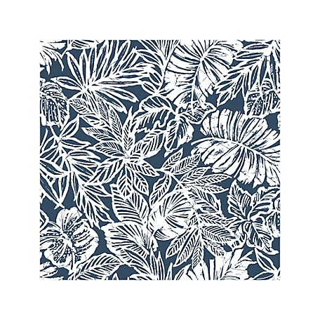 RoomMates Batik Tropical Leaf Peel & Stick Wallpaper, Blue