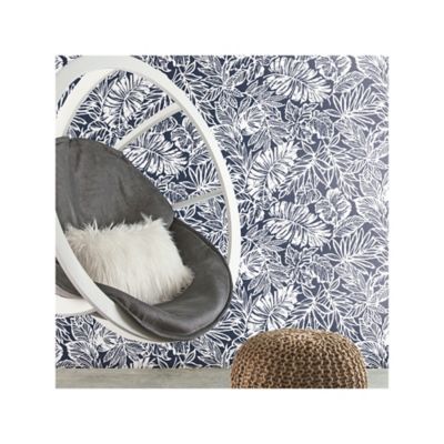 Image showing  Batik Tropical Leaf Peel & Stick Wallpaper, Blue