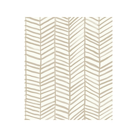 RoomMates Cat Coquillette Herringbone Peel & Stick Wallpaper, Tan and White