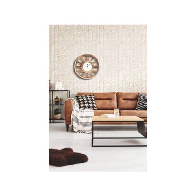 Image showing  Cat Coquillette Herringbone Peel & Stick Wallpaper, Tan and White