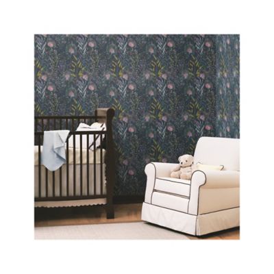 Image showing  Dandelion Peel & Stick Wallpaper, Black and Purple