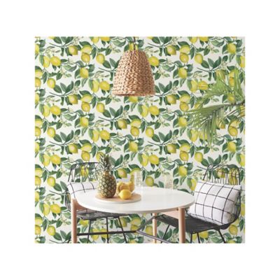 Image showing  Lemon Zest Peel & Stick Wallpaper, Yellow and White