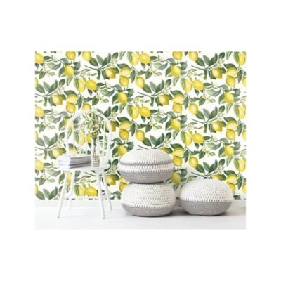 Image showing  Lemon Zest Peel & Stick Wallpaper, Yellow and White