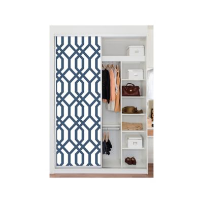 Image showing  Gazebo Lattice Peel & Stick Wallpaper, Navy and White
