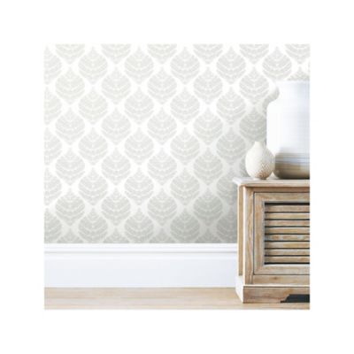 Image showing  Hygge Fern Damask Peel & Stick Wallpaper, Grey and White