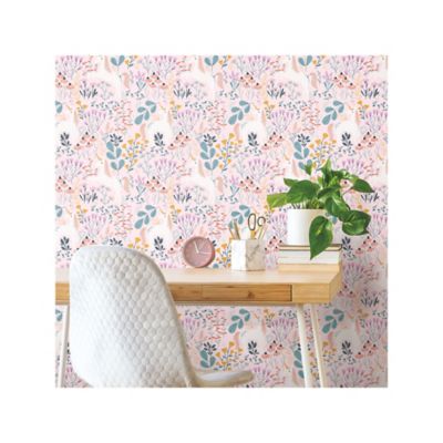 Image showing  Unicorn Paradise Peel & Stick Wallpaper, Pink and Green