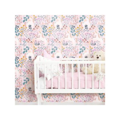 Image showing  Unicorn Paradise Peel & Stick Wallpaper, Pink and Green