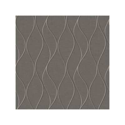 RoomMates Wave Ogee Peel & Stick Wallpaper, Grey and Silver