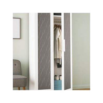 Image showing  Wave Ogee Peel & Stick Wallpaper, Grey and Silver