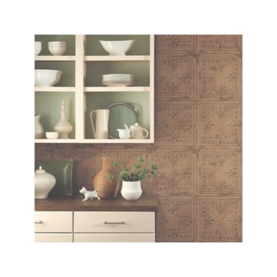 Image showing  Copper Tin Tile Peel & Stick Wallpaper
