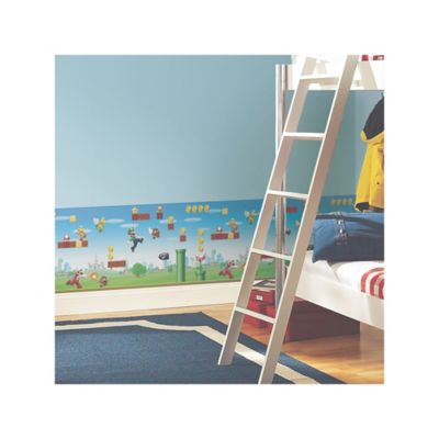 Image showing  Red & Blue & Green Mario Scene Peel & Stick Wallpaper Border