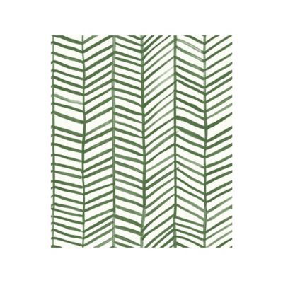 RoomMates Cat Coquillette Herringbone Peel & Stick Wallpaper, Green and White