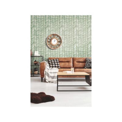 Image showing  Cat Coquillette Herringbone Peel & Stick Wallpaper, Green and White
