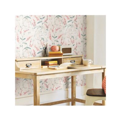 Image showing  Floral Sprig Peel & Stick Wallpaper, Orange
