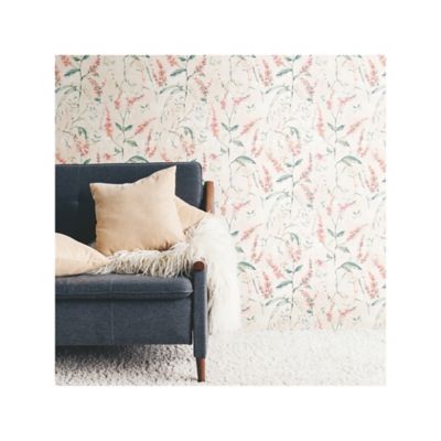 Image showing  Floral Sprig Peel & Stick Wallpaper, Orange