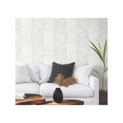 Image showing  Burundi Thatch Peel & Stick Wallpaper, White and Grey